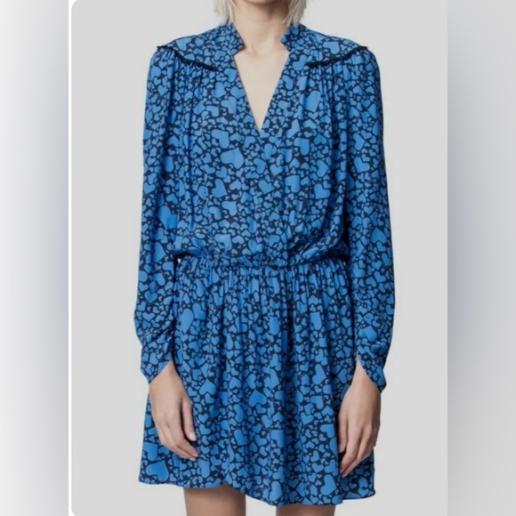 Zadig & Voltaire Reveal Print Blue Heart Mini Dress — Women’s Small - Picture 1 of 10